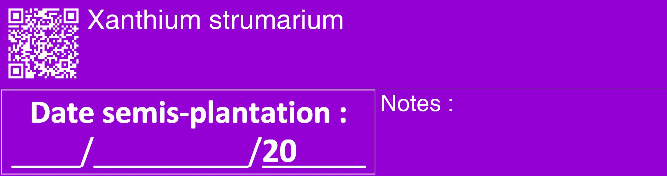 Étiquette de : Xanthium strumarium - format c - style blanche48_basique_basiquehel avec qrcode et comestibilité