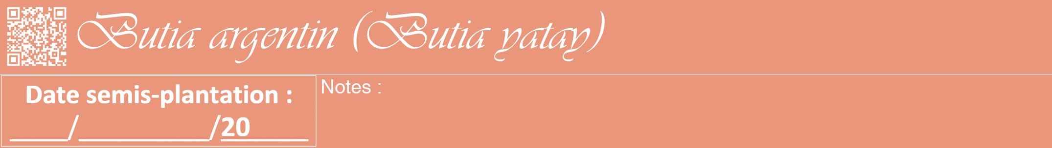 Étiquette de : Butia yatay - format a - style blanche37viv avec qrcode et comestibilité