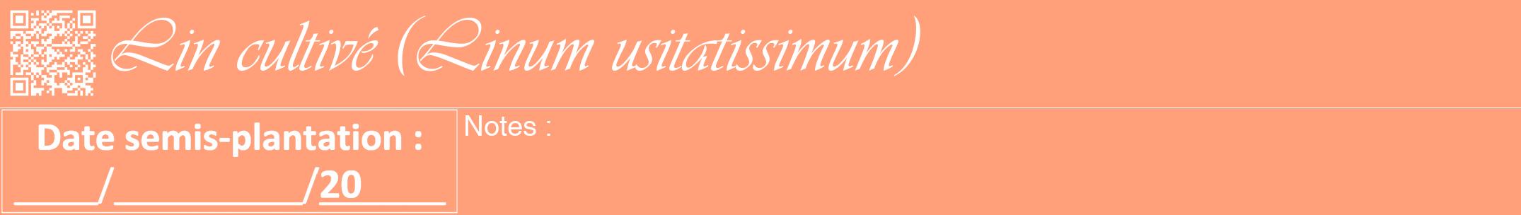 Étiquette de : Linum usitatissimum - format a - style blanche39viv avec qrcode et comestibilité