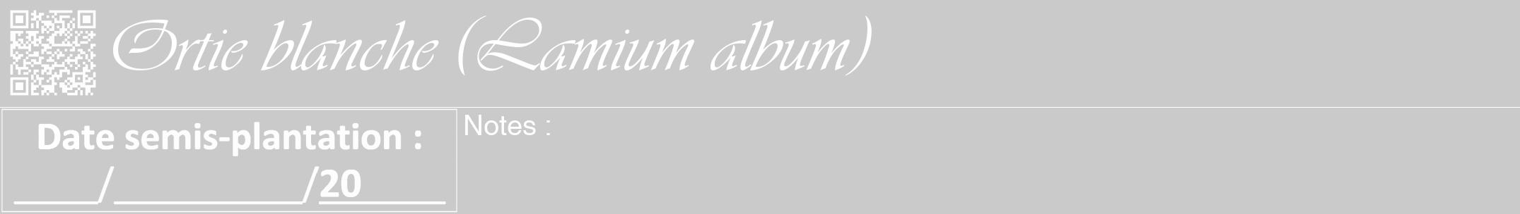 Étiquette de : Lamium album - format a - style blanche21viv avec qrcode et comestibilité