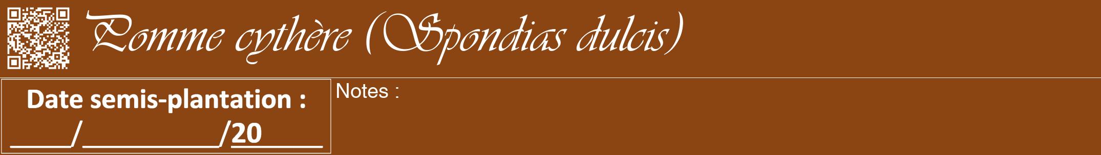 Étiquette de : Spondias dulcis - format a - style blanche30viv avec qrcode et comestibilité