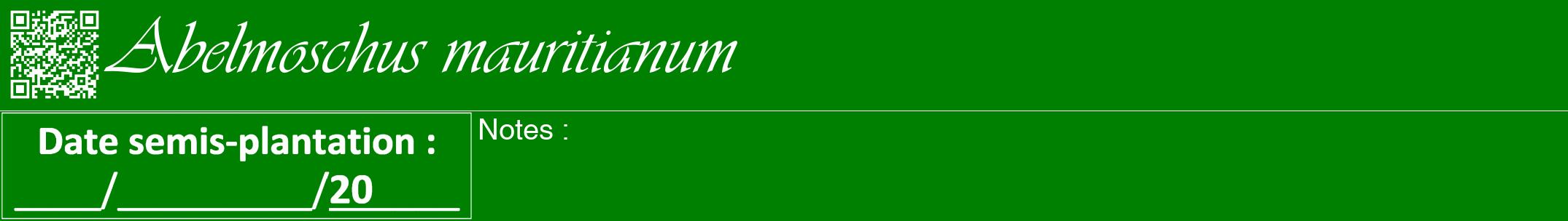 Étiquette de : Abelmoschus mauritianum - format a - style blanche9viv avec qrcode et comestibilité