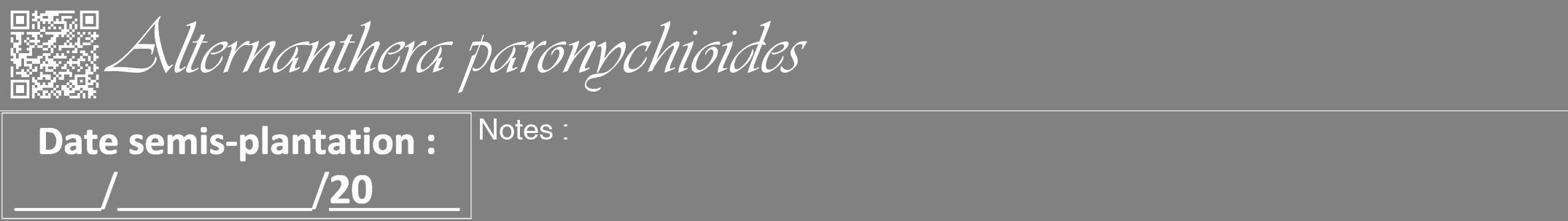 Étiquette de : Alternanthera paronychioides - format a - style blanche50viv avec qrcode et comestibilité