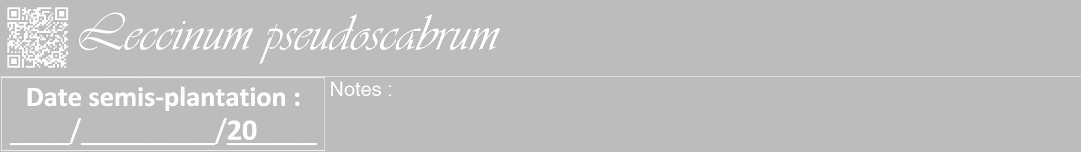 Étiquette de : Leccinum pseudoscabrum - format a - style blanche1viv avec qrcode et comestibilité