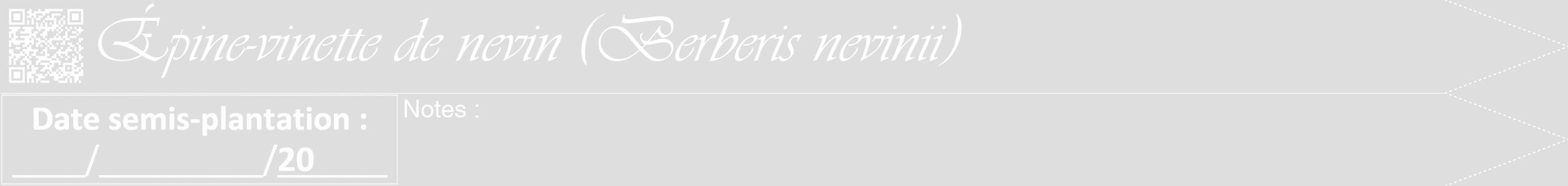 Étiquette de : Berberis nevinii - format b - style blanche20viv avec qrcode et comestibilité