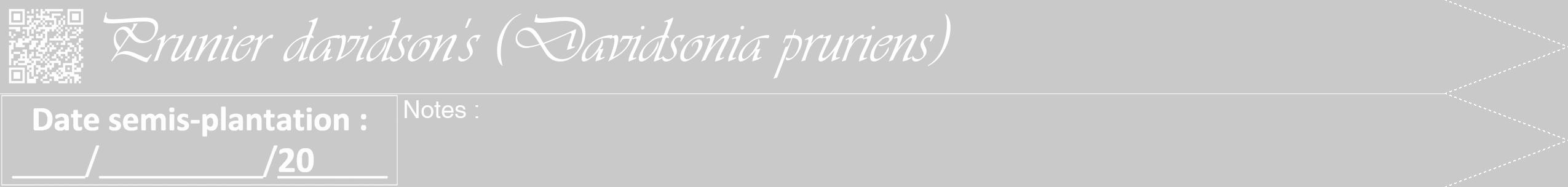 Étiquette de : Davidsonia pruriens - format b - style blanche54viv avec qrcode et comestibilité