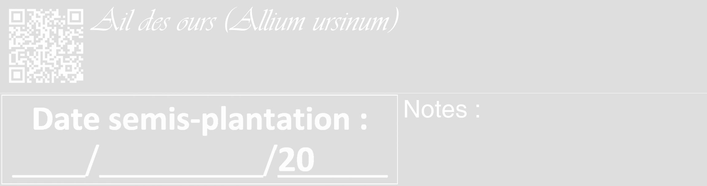 Étiquette de : Allium ursinum - format c - style blanche20_basique_basiqueviv avec qrcode et comestibilité