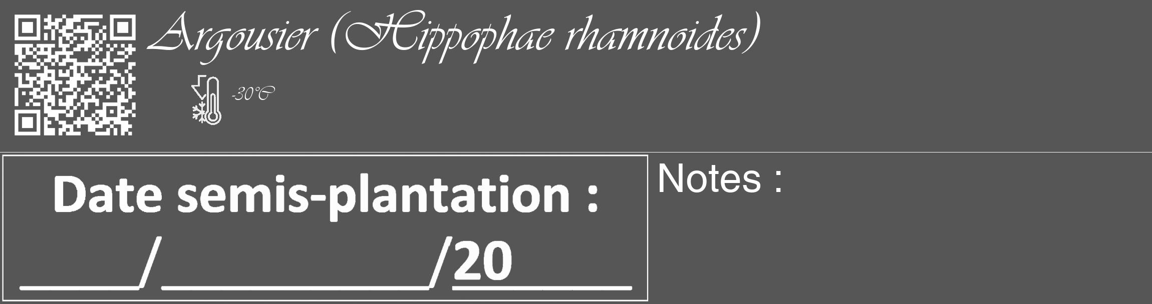 Étiquette de : Hippophae rhamnoides - format c - style blanche45_basique_basiqueviv avec qrcode et comestibilité