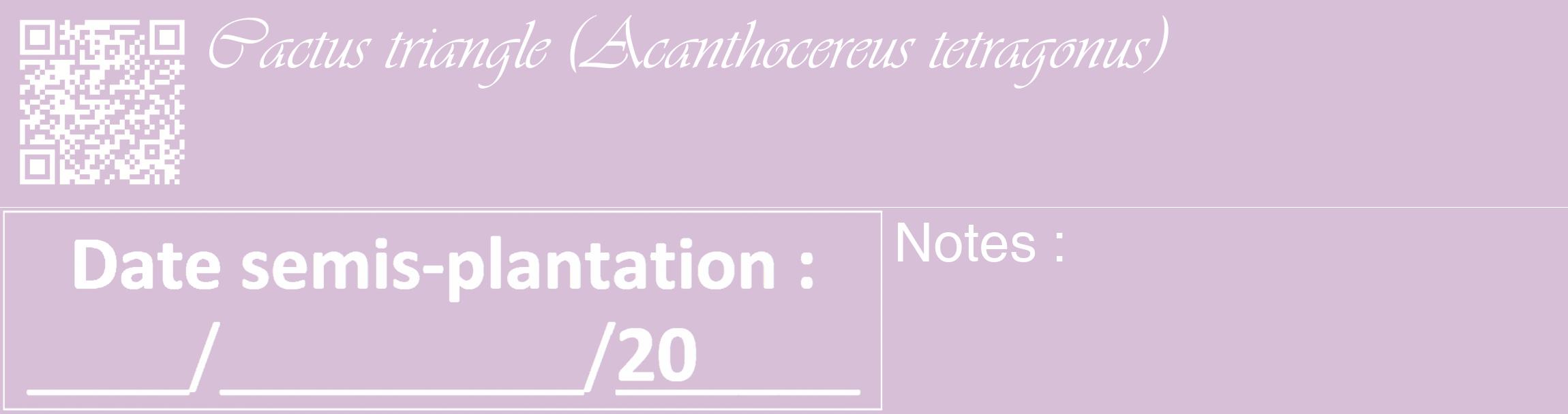 Étiquette de : Acanthocereus tetragonus - format c - style blanche54_basique_basiqueviv avec qrcode et comestibilité