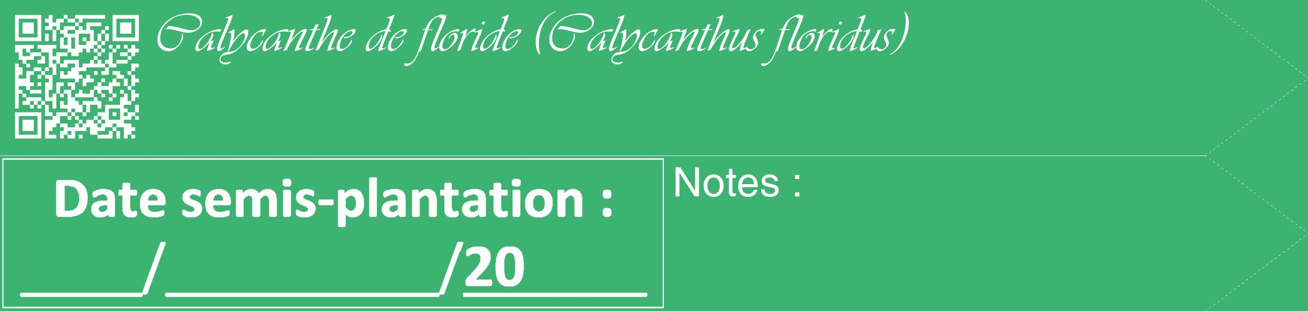 Étiquette de : Calycanthus floridus - format c - style blanche12_simple_simpleviv avec qrcode et comestibilité