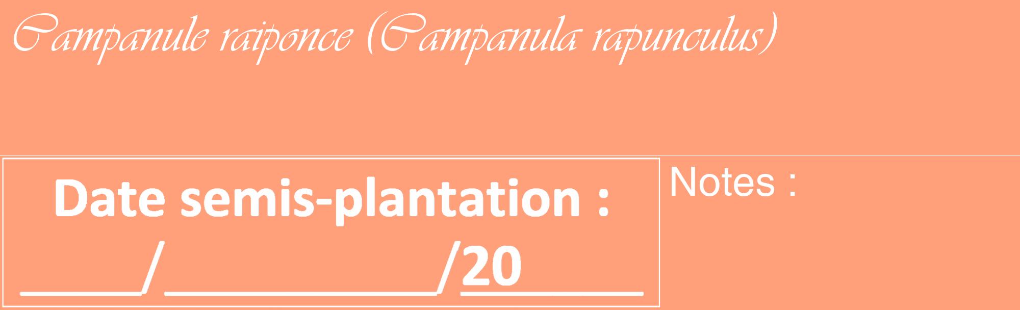 Étiquette de : Campanula rapunculus - format c - style blanche39_basique_basiqueviv avec comestibilité