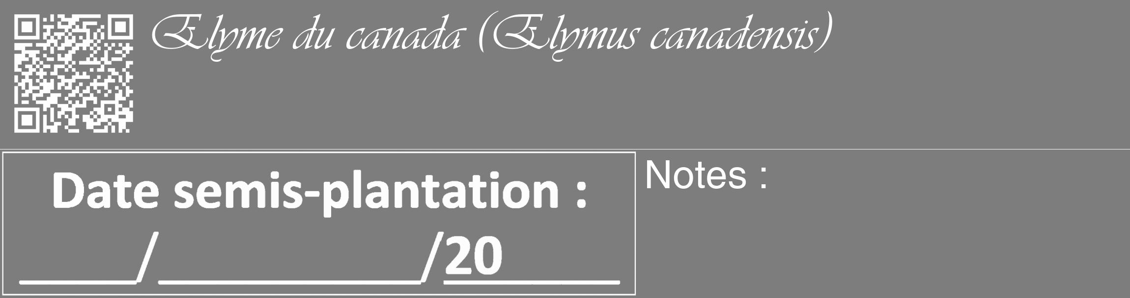 Étiquette de : Elymus canadensis - format c - style blanche35_basique_basiqueviv avec qrcode et comestibilité