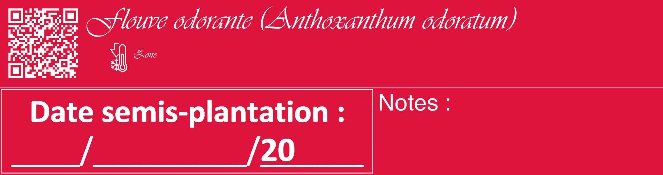 Étiquette de : Anthoxanthum odoratum - format c - style blanche36_basique_basiqueviv avec qrcode et comestibilité