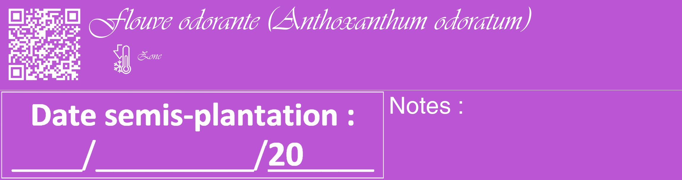 Étiquette de : Anthoxanthum odoratum - format c - style blanche50_basique_basiqueviv avec qrcode et comestibilité
