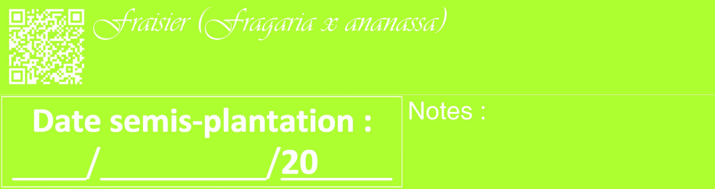 Étiquette de : Fragaria x ananassa - format c - style blanche17_basique_basiqueviv avec qrcode et comestibilité