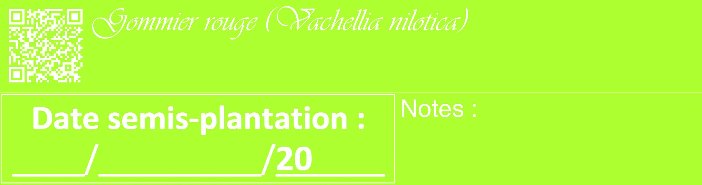 Étiquette de : Vachellia nilotica - format c - style blanche17_basique_basiqueviv avec qrcode et comestibilité
