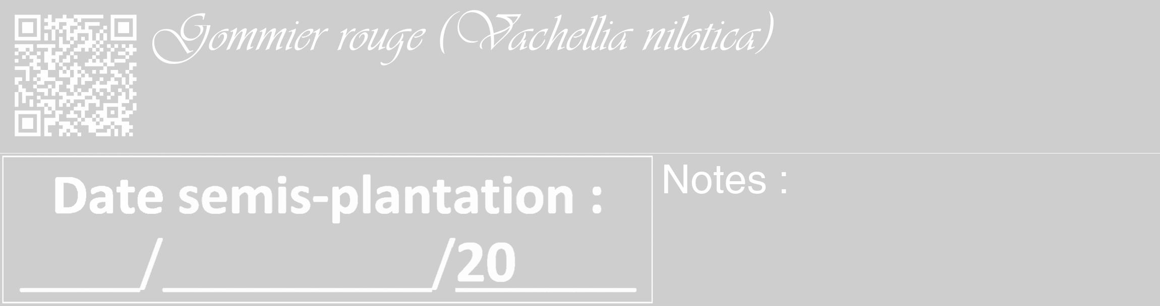 Étiquette de : Vachellia nilotica - format c - style blanche17_basique_basiqueviv avec qrcode et comestibilité