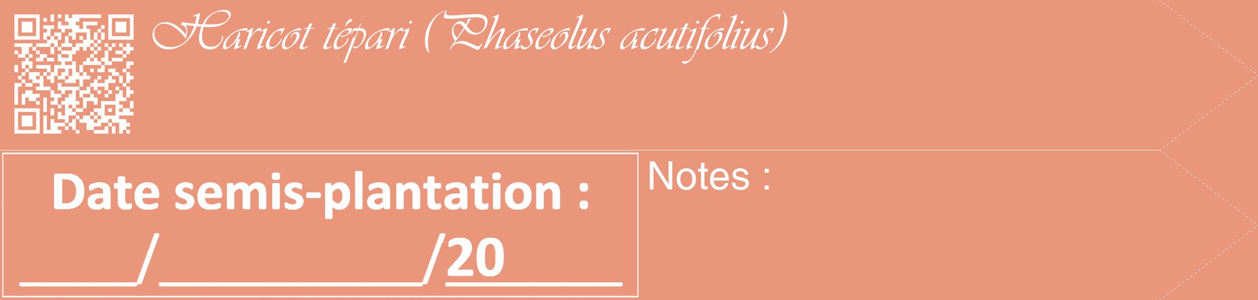 Étiquette de : Phaseolus acutifolius - format c - style blanche37_simple_simpleviv avec qrcode et comestibilité