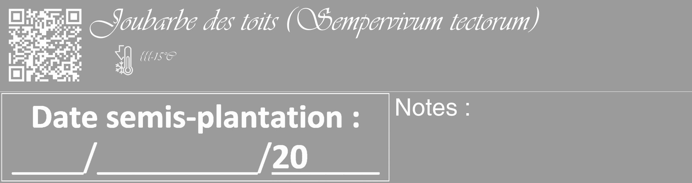Étiquette de : Sempervivum tectorum - format c - style blanche52_basique_basiqueviv avec qrcode et comestibilité