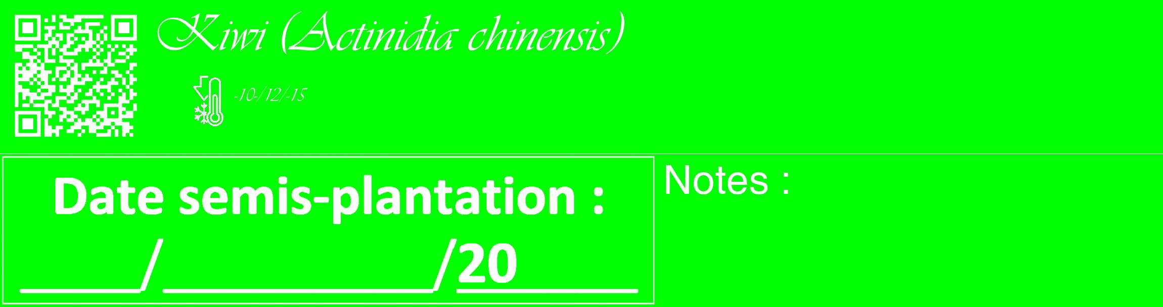 Étiquette de : Actinidia chinensis - format c - style blanche16_basique_basiqueviv avec qrcode et comestibilité