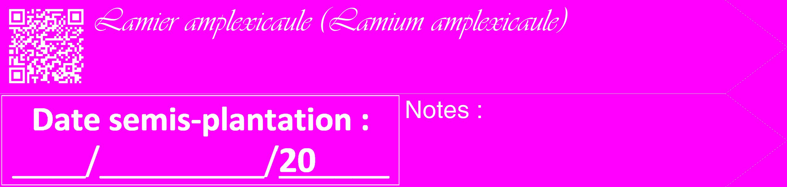Étiquette de : Lamium amplexicaule - format c - style blanche51_simple_simpleviv avec qrcode et comestibilité