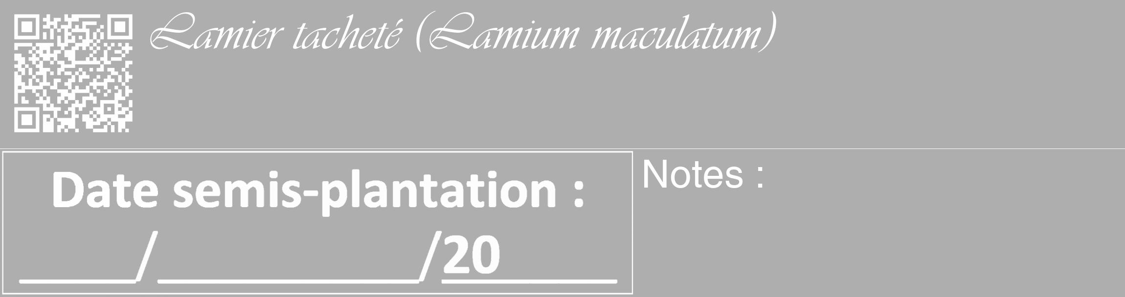 Étiquette de : Lamium maculatum - format c - style blanche53_basique_basiqueviv avec qrcode et comestibilité