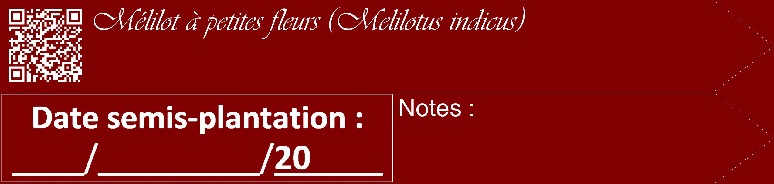 Étiquette de : Melilotus indicus - format c - style blanche29_simple_simpleviv avec qrcode et comestibilité