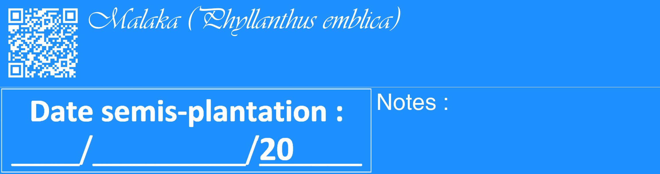 Étiquette de : Phyllanthus emblica - format c - style blanche3_basique_basiqueviv avec qrcode et comestibilité