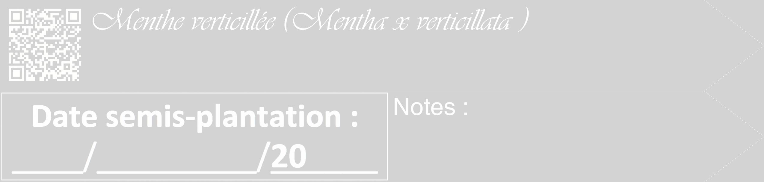 Étiquette de : Mentha x verticillata  - format c - style blanche56_simple_simpleviv avec qrcode et comestibilité