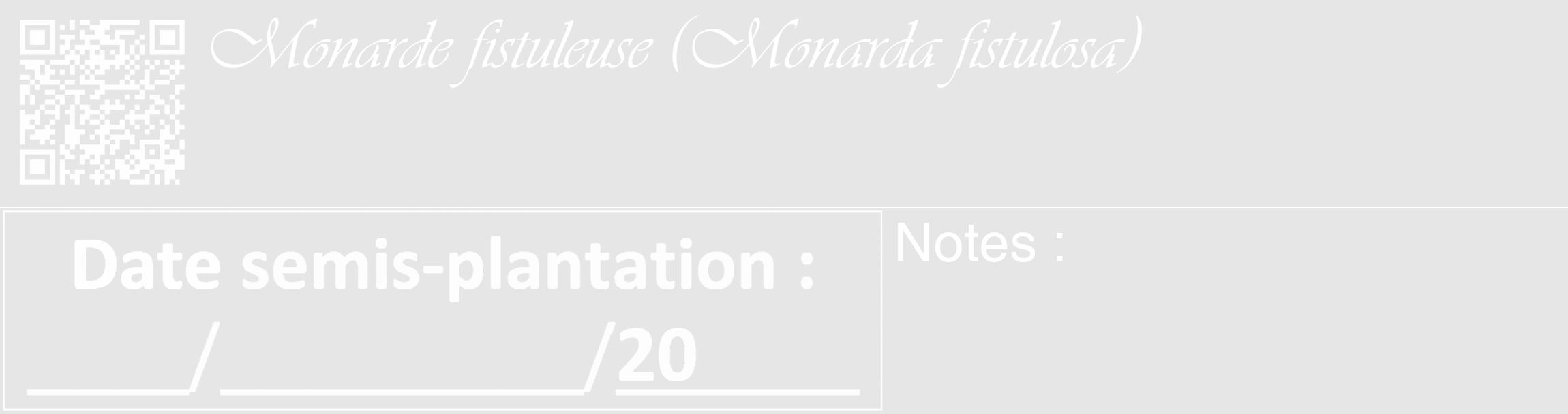 Étiquette de : Monarda fistulosa - format c - style blanche18_basique_basiqueviv avec qrcode et comestibilité