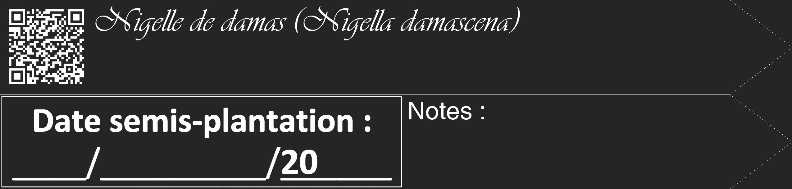 Étiquette de : Nigella damascena - format c - style blanche47_simple_simpleviv avec qrcode et comestibilité