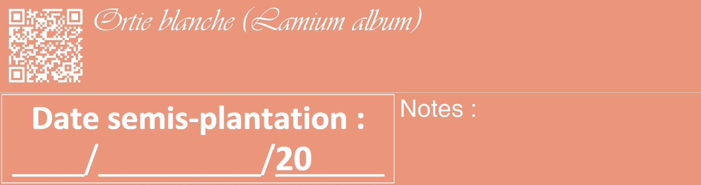 Étiquette de : Lamium album - format c - style blanche37_basique_basiqueviv avec qrcode et comestibilité