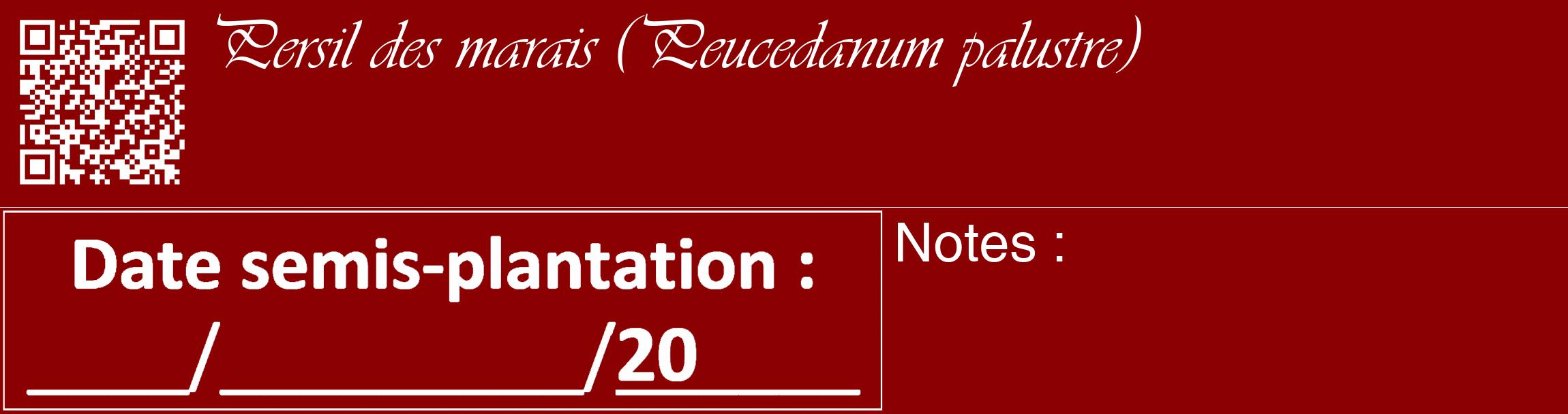 Étiquette de : Peucedanum palustre - format c - style blanche34_basique_basiqueviv avec qrcode et comestibilité