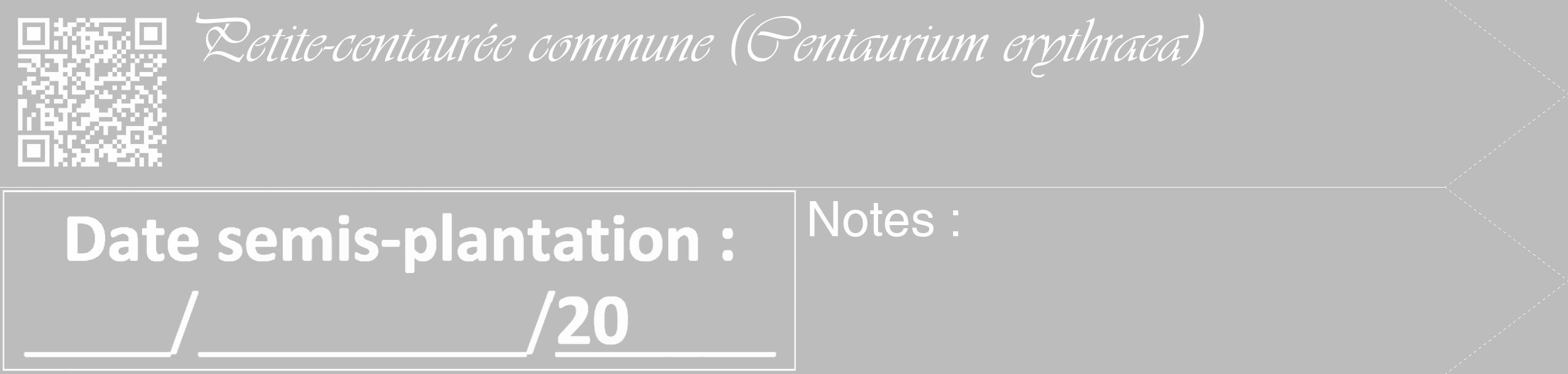 Étiquette de : Centaurium erythraea - format c - style blanche1_simple_simpleviv avec qrcode et comestibilité