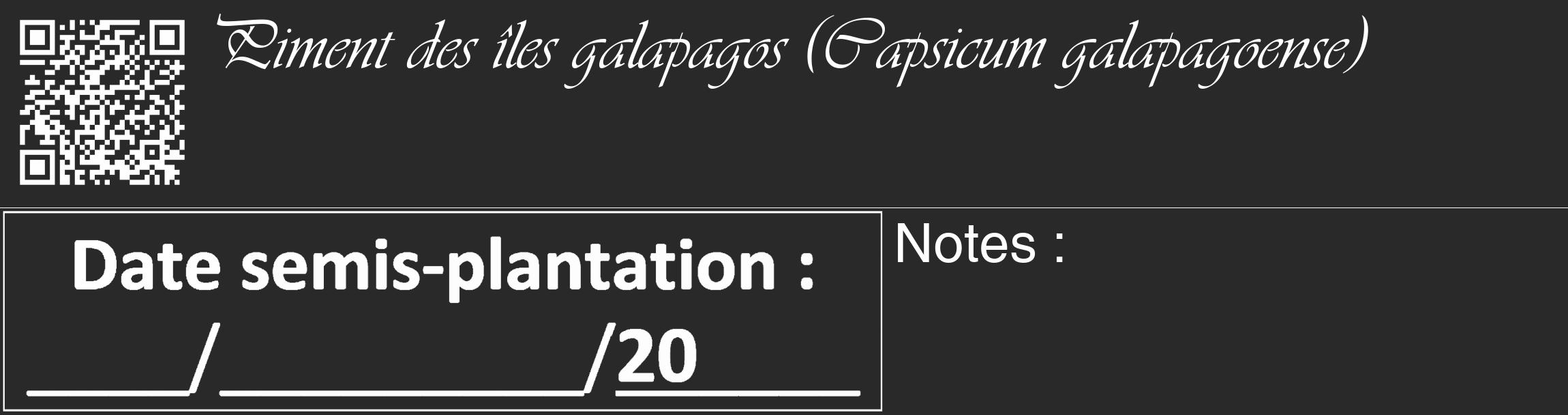 Étiquette de : Capsicum galapagoense - format c - style blanche34_basique_basiqueviv avec qrcode et comestibilité