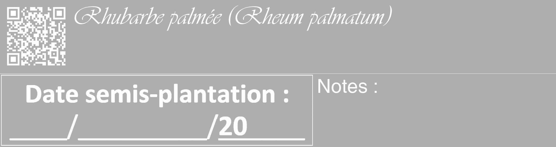 Étiquette de : Rheum palmatum - format c - style blanche53_basique_basiqueviv avec qrcode et comestibilité