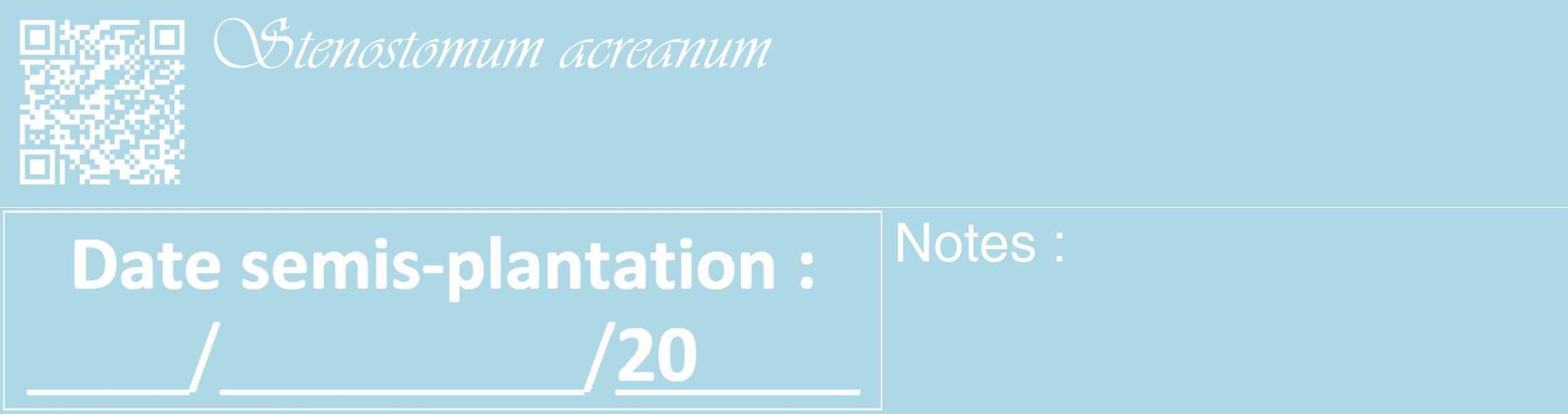 Étiquette de : Stenostomum acreanum - format c - style blanche0_basique_basiqueviv avec qrcode et comestibilité