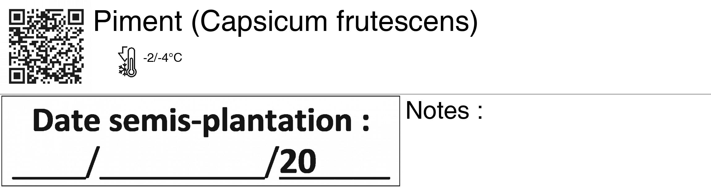 Étiquette de : Capsicum frutescens - format c - style noire60_basiquegrrvhel avec qrcode et comestibilité