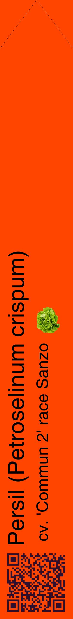 Étiquette de : Petroselinum crispum cv. 'Commun 2' race Sanzo - format c - style noire26_simplehel avec qrcode et comestibilité simplifiée