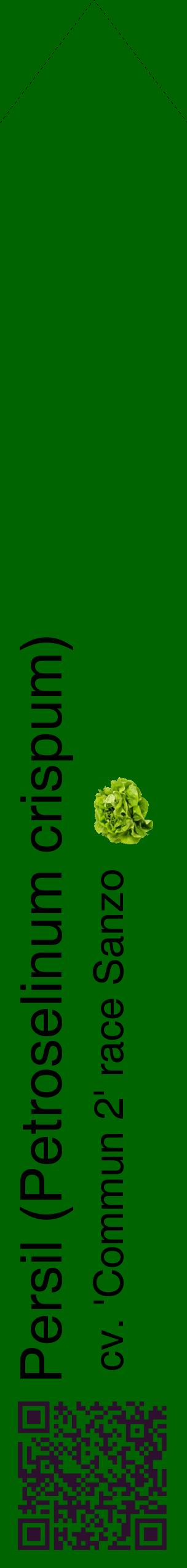 Étiquette de : Petroselinum crispum cv. 'Commun 2' race Sanzo - format c - style noire8_simplehel avec qrcode et comestibilité simplifiée