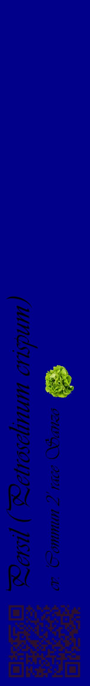 Étiquette de : Petroselinum crispum cv. 'Commun 2' race Sanzo - format c - style noire7_basiqueviv avec qrcode et comestibilité simplifiée