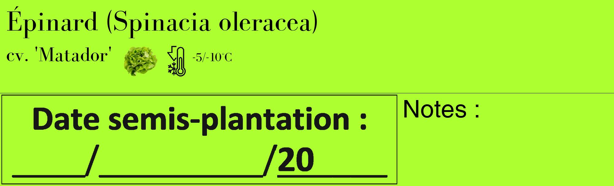 Étiquette de : Spinacia oleracea cv. 'Matador' - format c - style noire17_basique_basiquebod avec comestibilité simplifiée