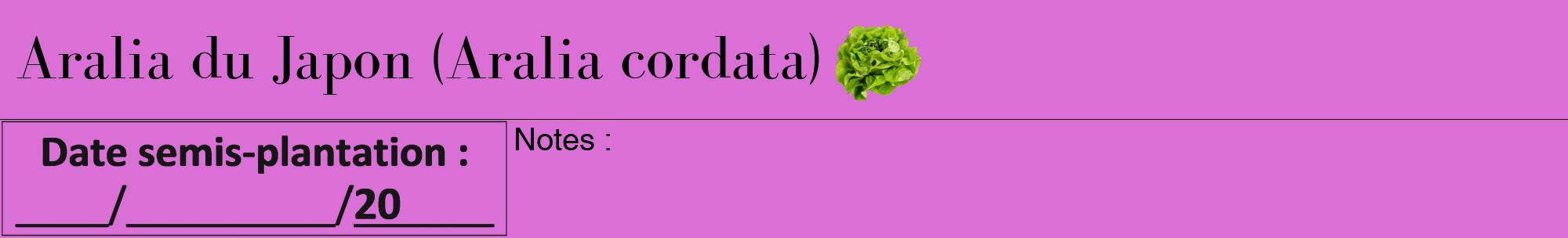 Étiquette de : Aralia cordata - format a - style noire52bod avec comestibilité simplifiée