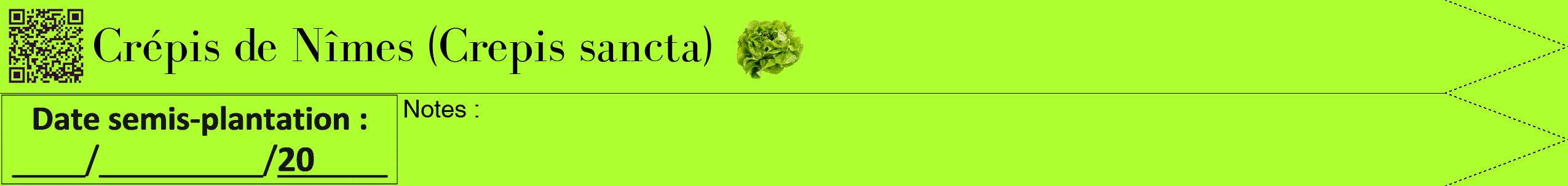 Étiquette de : Crepis sancta - format b - style noire17bod avec qrcode et comestibilité simplifiée