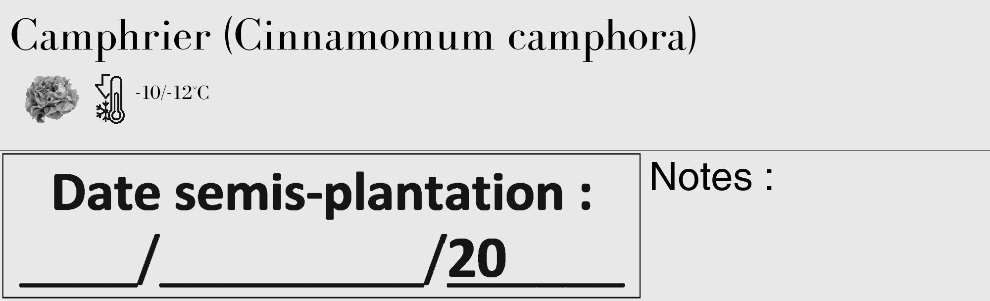 Étiquette de : Cinnamomum camphora - format c - style noire55_basique_basiquebod avec comestibilité simplifiée