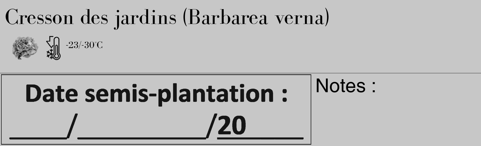 Étiquette de : Barbarea verna - format c - style noire15_basique_basiquebod avec comestibilité simplifiée