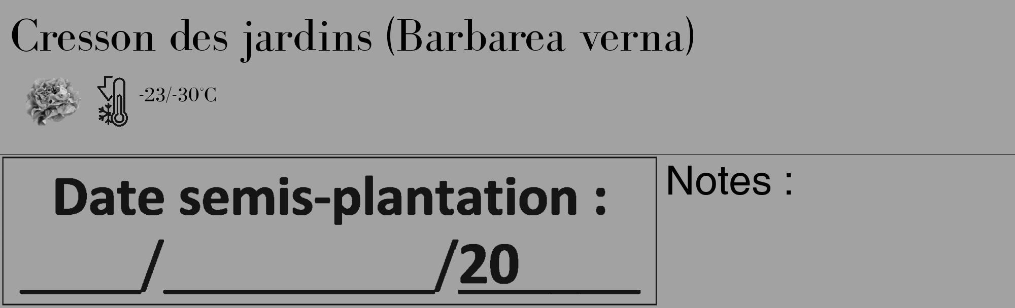 Étiquette de : Barbarea verna - format c - style noire38_basique_basiquebod avec comestibilité simplifiée