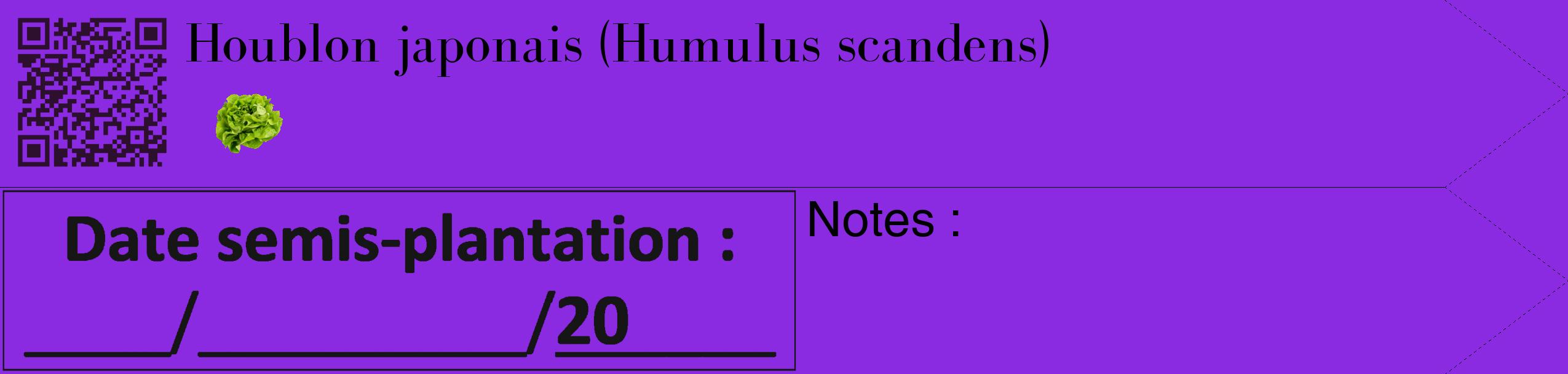 Étiquette de : Humulus scandens - format c - style noire49_simple_simplebod avec qrcode et comestibilité simplifiée