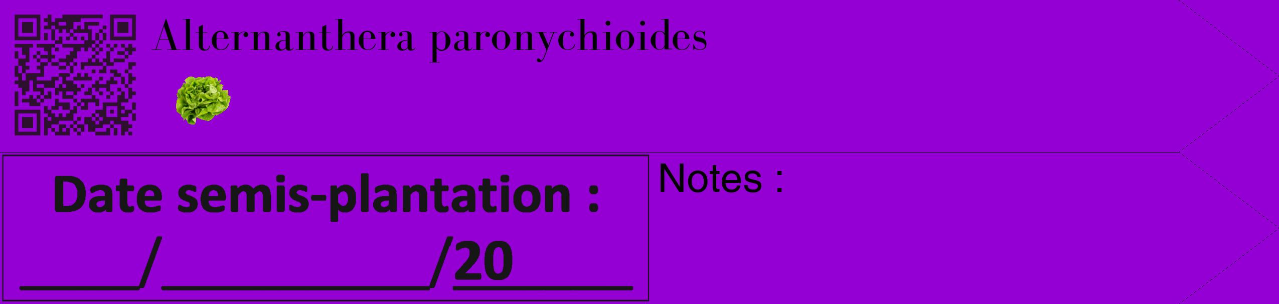 Étiquette de : Alternanthera paronychioides - format c - style noire48_simple_simplebod avec qrcode et comestibilité simplifiée