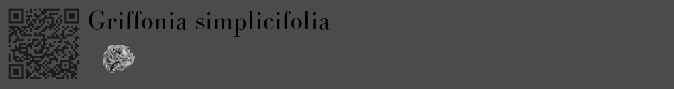 Étiquette de : Griffonia simplicifolia - format c - style noire9_basique_basiquebod avec qrcode et comestibilité simplifiée